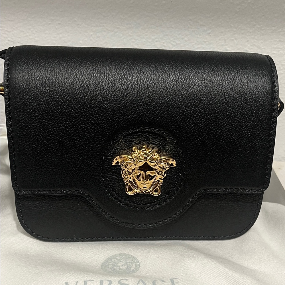 Versace Black Crossbody Bag with Gold Medusa